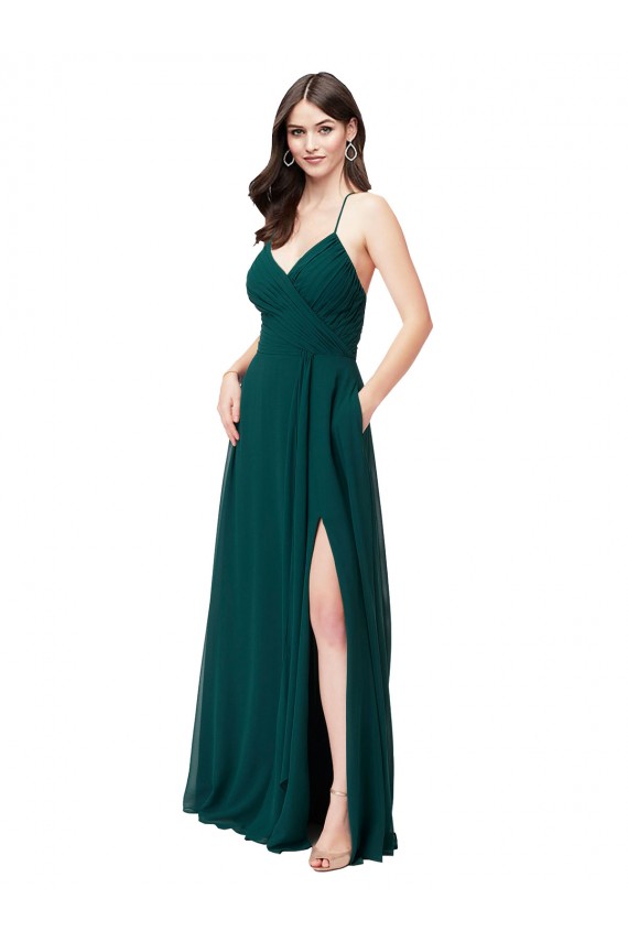 Chiffon Bridesmaid Dress with Draped Surplice Bodice