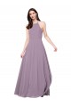 Floor Length Long Chiffon Bridesmaid Dress with Double Bow Feature