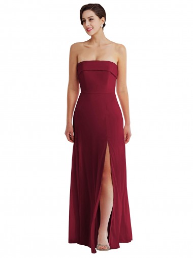 Shop Cuffed Strapless Maxi Formal Bridesmaid Dress with Front Slit Canada