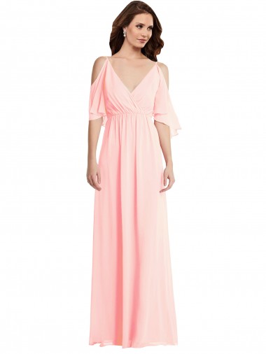 Shop Cold Shoulder Draped Wrap Maxi Bridesmaid Dress Canada