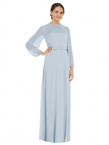 Shop Strapless Chiffon Maxi Formal Bridesmaid Dress with Puff Sleeve Blouson Overlay Canada