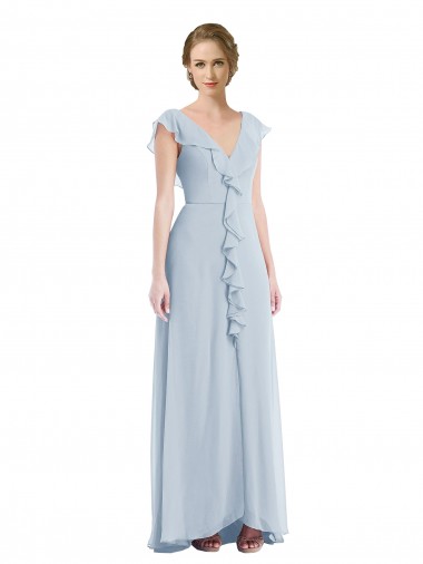 Shop Ruffle Trimmed V Back Chiffon Maxi Bridesmaid Dress Canada