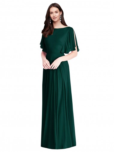 Shop Backless Floor Length Split Sleeves Maxi Bridesmaid Dress Canada