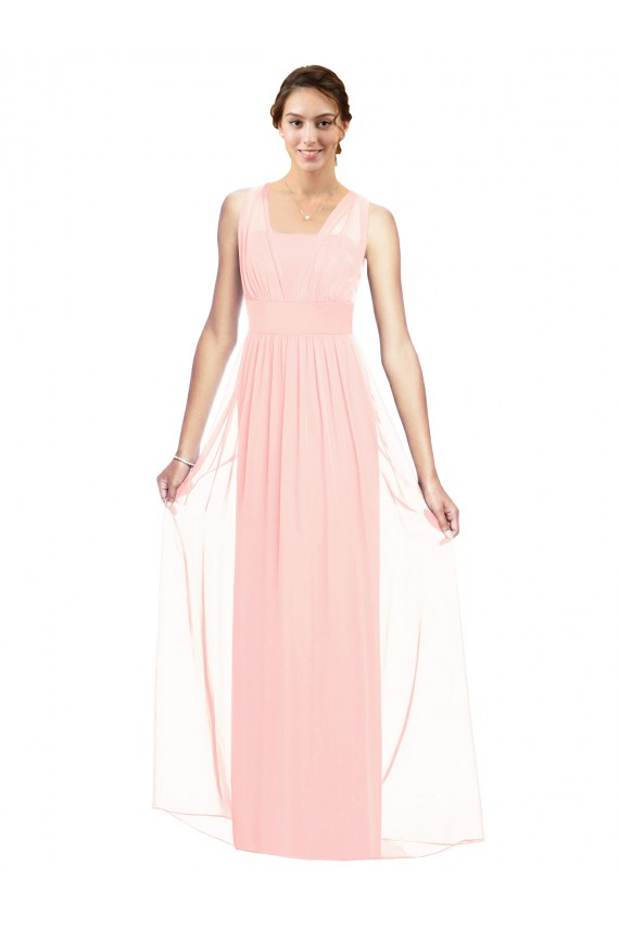 V-Neck Full Length Chiffon Bridesmaid Dress