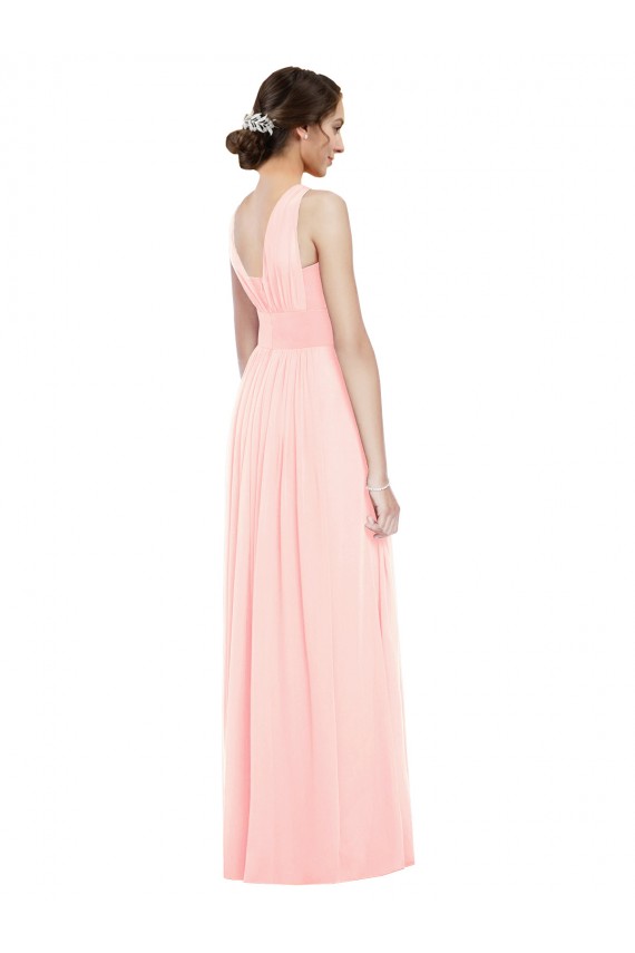 V-Neck Full Length Chiffon Bridesmaid Dress