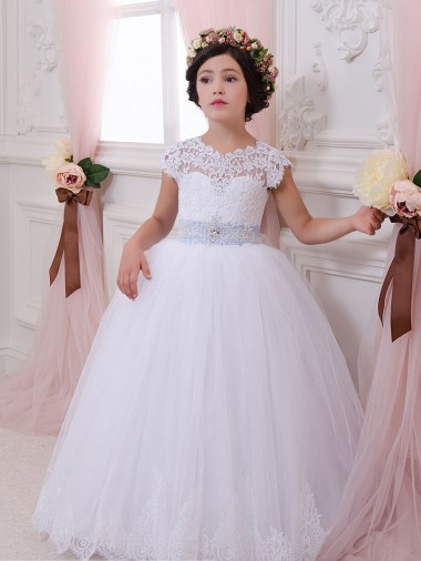 Shop Ivory Ball Gown Sweetheart Chapel Train Cap Sleeve Flower Girl Dress Canada