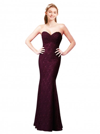 Shop Fitted Long Lace Bridesmaid Dress with Sweetheart Neckline Canada