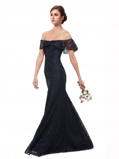 Shop Off the Shoulder Long Lace Bridesmaid Dress / Prom Dress with Flutter Sleeves Canada