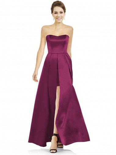 Shop Full Length Strapless Long Satin Bridesmaid Dress with Sweetheart Neckline Canada