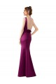 Fitted Sexy Open Back Formal Satin Bridesmaids Dress with Floral Details