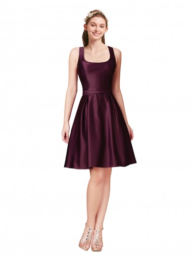 Shop Classic Cocktail Knee Length Satin Bridesmaid Dress / Prom Dress with V Back and Bow Detail Canada