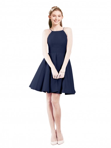 Shop Halter Neck Short Knee Length Satin Cocktail Bridesmaid Dress Canada