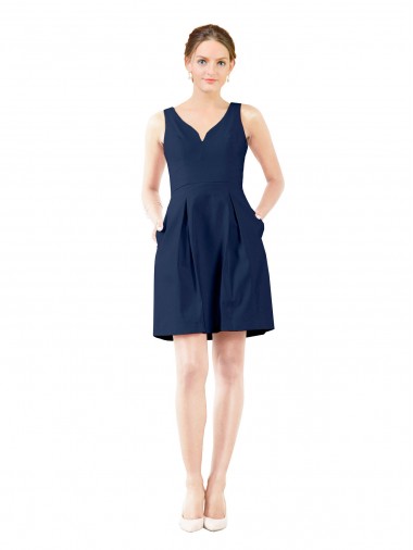 Shop V-Neck A-Line Satin Cocktail Bridesmaid Dress with Pockets Canada