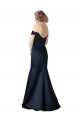 Fit and Flare Satin Bridesmaid Dress / Prom Dress with Off the Shoulder Neckline