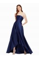 High Low Strapless Formal Satin Bridesmaid Dress / Prom Dress with Pockets