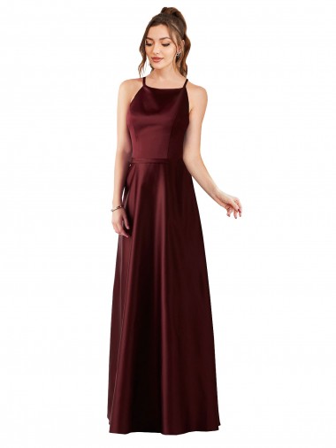 Shop Sleek Satin Bridesmaids Dress with Pockets Canada