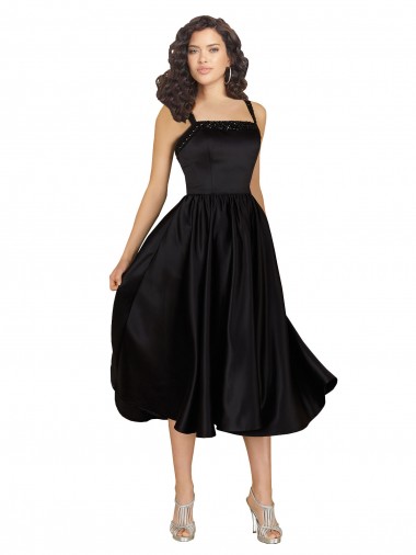 Shop Short Cocktail Length Square Neck Satin Bridesmaid Dress / Prom Dress with Beading Canada