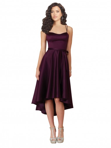 Shop Elegant High Low Satin Bridesmaid Dress / Prom Dress with Criss Cross Back Canada