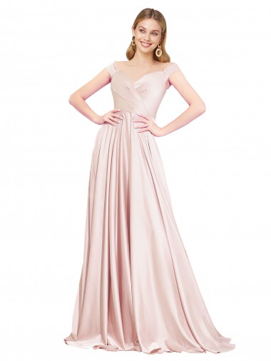 Shop A-Line Off the Shoulder Sweetheart Formal Satin Bridesmaid Dress / Prom Dress Canada