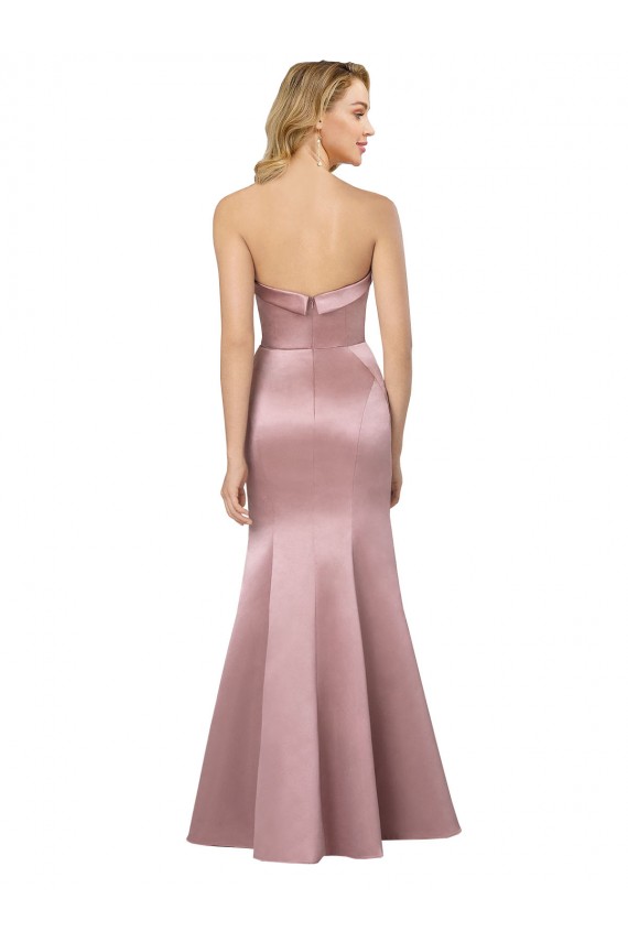 Old Hollywood-Inspired Strapless Formal Satin Bridesmaid Dress / Prom Dress