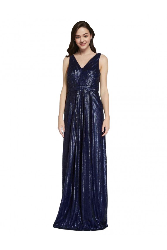 Long V-Neck Sparking Formal Sequin Bridesmaid Dress / Prom Dress with Low V-Back