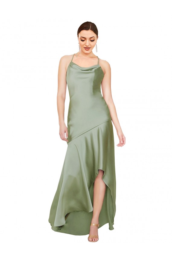 Formal Silky Satin Bridesmaid Dress / Prom Dress with Bias Cut Skirt