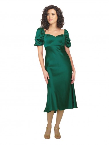 Shop Ruched Sleeve Formal Silky Satin Bridesmaid Dress / Prom Dress Canada