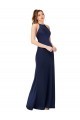 High Neck Satin Bridesmaid Dress / Prom Dress with Strappy Back