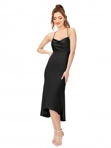 Shop High Low Formal Silky Satin Cowl Neck Cocktail Midi Bridesmaid Dress / Prom Dress Canada