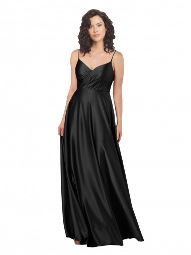 Shop Full Length V-Neckline Formal Silky Satin Bridesmaid Dress / Prom Dress with Full Skirt Canada