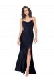 Draped Cowl Neck Formal Silky Satin Bridesmaid Dress / Prom Dress with Skirt Slit