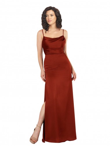 Shop Floor-Length Formal Silky Satin Bridesmaid Dress / Prom Dress with Skirt Slit Canada