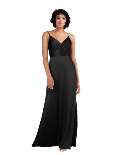 Shop Full Length V-Neckline Formal Silky Satin Bridesmaid Dress / Prom Dress with Spaghetti Straps Canada