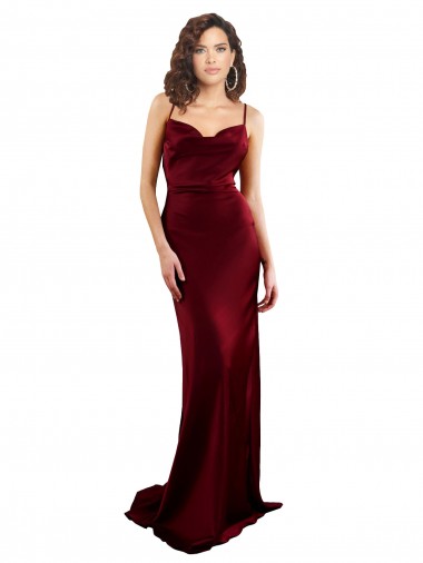 Shop Cowl Neck Long Criss Cross Open Back Formal Silky Satin Bridesmaid Dress / Prom Dress Canada