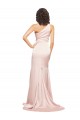 Full Length One Shoulder Long Formal Silky Satin Bridesmaid Dress / Prom Dress with High Split