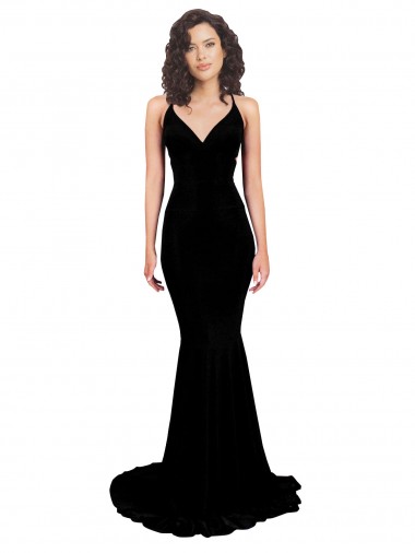 Shop Fishtail Shaped V-Neck Open Back Formal Spandex Bridesmaid Dress / Prom Dress Canada