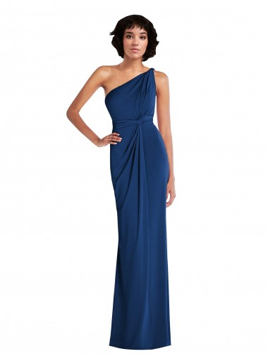 Shop Grecian Inspired One Shoulder Twist Draped Maxi Spandex Bridesmaid Dress / Prom Dress Canada