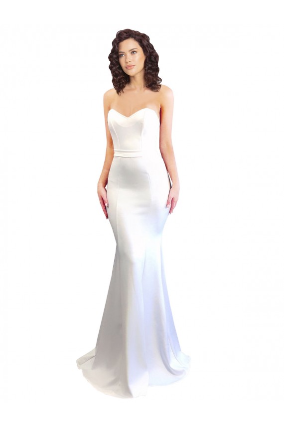 Sweetheart Strapless High Neck Long Formal Crepe Bridesmaid Dress / Prom Dress