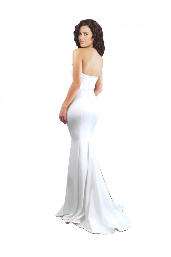 Sweetheart Strapless High Neck Long Formal Crepe Bridesmaid Dress / Prom Dress