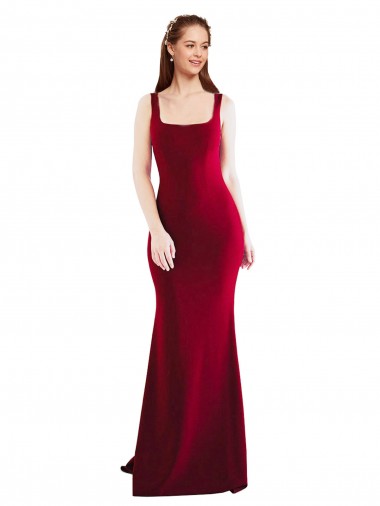 Shop Square Neckline and Backline Fitted Formal Crepe Bridesmaid Dress / Prom Dress Canada