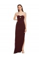 Twisted Strapless Keyhole Long Formal Crepe Bridesmaid Dress / Prom Dress with Slit