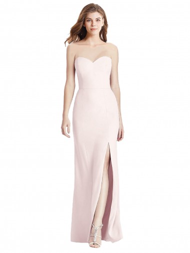 Shop Strapless Crepe Trumpet Bridesmaid Dress / Prom Dress with Front Slit Canada