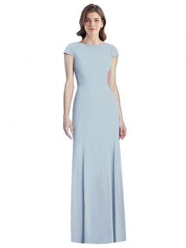 Shop Bateau Neck Cap Sleeves Open Back Trumpet Bridesmaid Dress / Prom Dress Canada