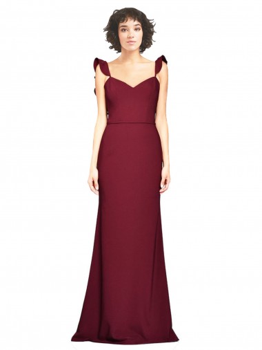 Shop Crepe Slip Bridesmaid Dress / Prom Dress with Ruffled Straps Canada