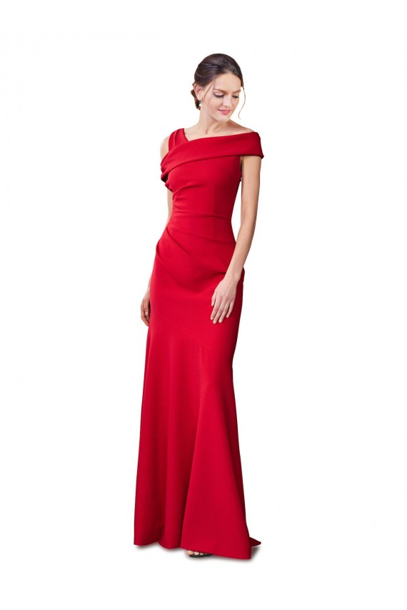 Sleeveless Ruched Formal Crepe Mermaid Bridesmaid Dress / Prom Dress with Off The Shoulder Detail