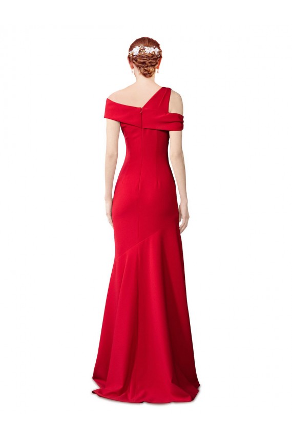 Sleeveless Ruched Formal Crepe Mermaid Bridesmaid Dress / Prom Dress with Off The Shoulder Detail