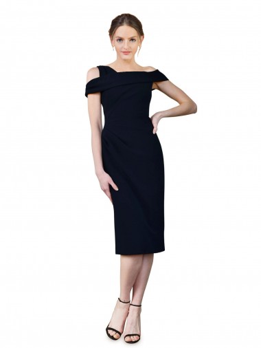 Shop Draped Cross Shoulder Stretch Formal Crepe Cocktail Dress / Homecoming Dress Canada