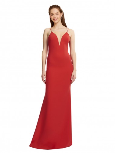 Shop Mermaid Plunging V-Neck Formal Crepe Bridesmaid Dress / Prom Dress with Wide Open Back Canada