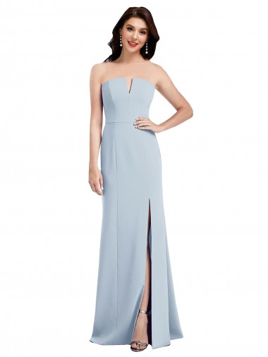 Shop Strapless Notch Crepe Bridesmaid Dress / Prom Dress with Front Slit Canada