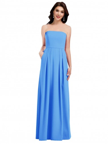 Shop Strapless Pleated Skirt Crepe Bridesmaid Dress / Prom Dress with Pockets Canada